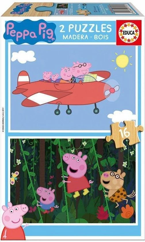 Educa HOUT: Peppa Pig - 2 X 16 Stukjes 2 Educa HOUT: Peppa Pig - 2 X 16 Stukjes - Afbeelding 2