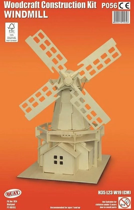 Merkloos Bouwpakket 3D Puzzel Windmolen - Hout 1 Merkloos Bouwpakket 3D Puzzel Windmolen - Hout