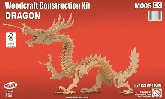 Merkloos Bouwpakket 3D Puzzel Draak - Hout 1 Merkloos Bouwpakket 3D Puzzel Draak - Hout