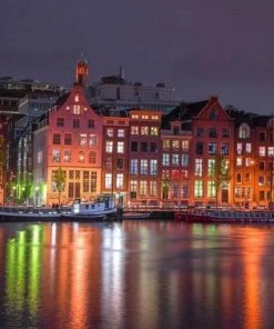 Wooden City Amsterdam Bij Nacht XL - Houten Vormpuzzel - 52x38 Cm - 600 Stukjes -Goedkope puzzels winkel 550x377 3