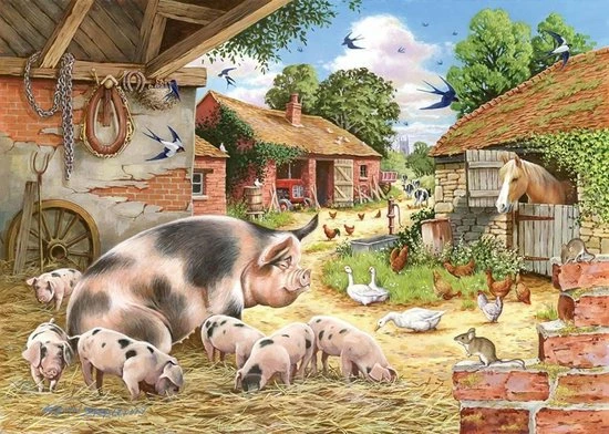 House Of Puzzles Poppy's Piglets Puzzel 500 Stukjes XL 1 House Of Puzzles Poppy's Piglets Puzzel 500 Stukjes XL