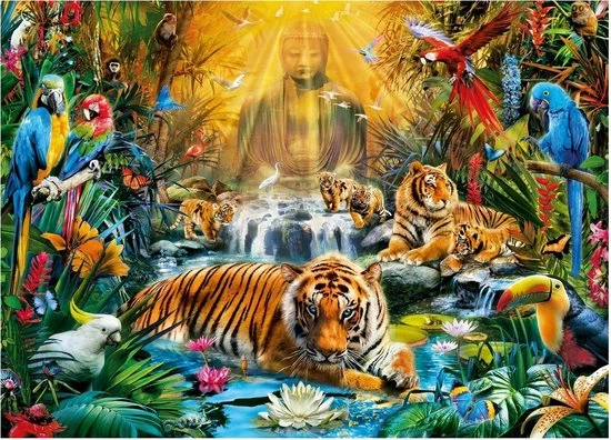 Clementoni Puzzel Mystic Tigers 1000 Stukjes 2 Clementoni Puzzel Mystic Tigers 1000 Stukjes - Afbeelding 2