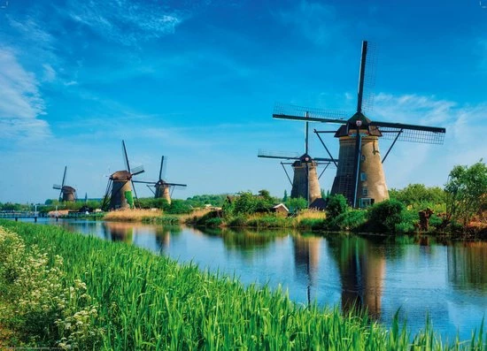 King Legpuzzel Windmolens Kinderdijk 1000 Stukjes 2 King Legpuzzel Windmolens Kinderdijk 1000 Stukjes - Afbeelding 2