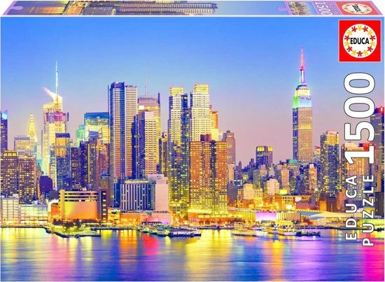 Legpuzzel - Manhattan Bij Nacht - 1500 Stukjes - Educa Puzzel 1 Legpuzzel - Manhattan Bij Nacht - 1500 Stukjes - Educa Puzzel