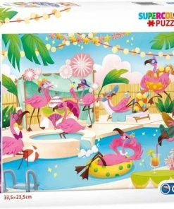 Clementoni - Briljant Puzzel - Flamingos Party - 104 Stukjes, Puzzels Kinderen -Goedkope puzzels winkel 550x422