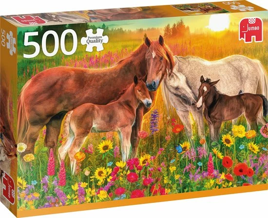 Jumbo Premium Collection Puzzel Horses In The Meadow - Legpuzzel - 500 Stukjes 2 Jumbo Premium Collection Puzzel Horses In The Meadow - Legpuzzel - 500 Stukjes - Afbeelding 2