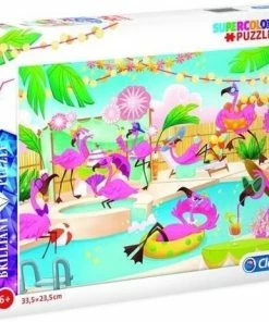 Clementoni - Briljant Puzzel - Flamingos Party - 104 Stukjes, Puzzels Kinderen -Goedkope puzzels winkel 550x462 3