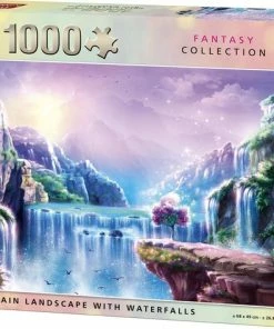 King Puzzel 1000 Stukjes (68 X 49 Cm) - Mountain With Waterfalls - Legpuzzel Fantasy