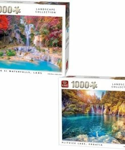 King Legpuzzel Plitvice Lake 1000 Stukjes En King Legpuzzel Tat Kuang Si Waterval Op Luang Prabang Laos 1000 Stukjes