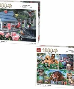 King Animal Collection + Colorful Birds Legpuzzel 1000 Stukjes Volwassenen