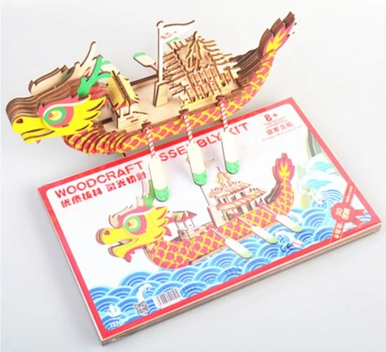 De Bouwplaats Bouwpakket 3D Puzzel Chinese Drakenboot Van Hout- Gekleurd 3 De Bouwplaats Bouwpakket 3D Puzzel Chinese Drakenboot Van Hout- Gekleurd - Afbeelding 3