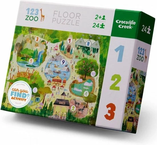 Crocodile Creek Vloer/zoekpuzzel 123 Dierentuin - 24 Stukjes 1 Crocodile Creek Vloer/zoekpuzzel 123 Dierentuin - 24 Stukjes