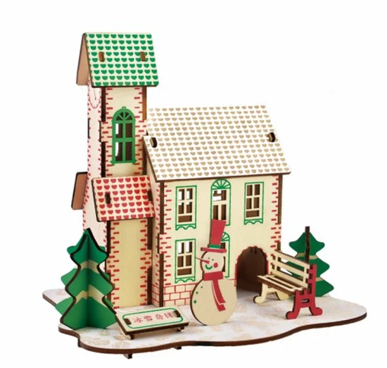 De Bouwplaats Bouwpakket 3D Puzzel Huisje Kerst Winter Sneeuwpop Van Hout 1 De Bouwplaats Bouwpakket 3D Puzzel Huisje Kerst Winter Sneeuwpop Van Hout