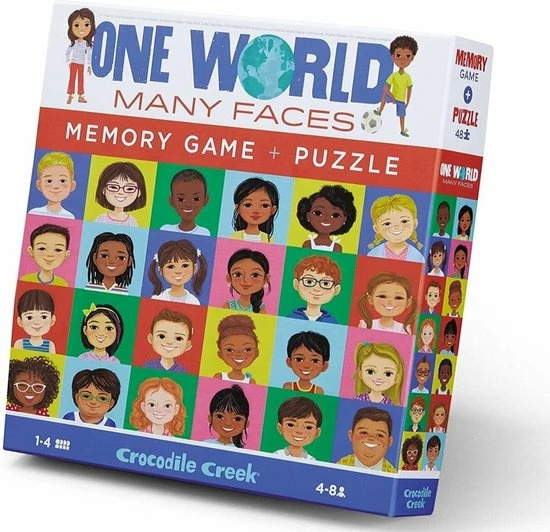 Crocodile Creek 48 Pcs Puzzle & Memory Game/One World, Many Faces 1 Crocodile Creek 48 Pcs Puzzle & Memory Game/One World, Many Faces