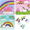 Merkloos 3 Verschillende Kartonnen Puzzels Unicorn - Eenhoorn 13,5x13cm