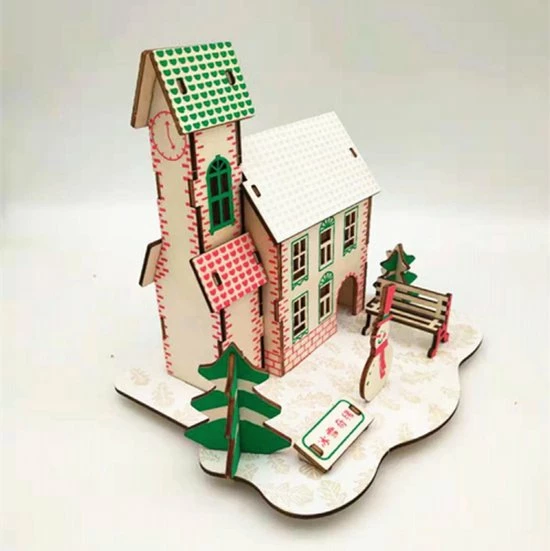 De Bouwplaats Bouwpakket 3D Puzzel Huisje Kerst Winter Sneeuwpop Van Hout 2 De Bouwplaats Bouwpakket 3D Puzzel Huisje Kerst Winter Sneeuwpop Van Hout - Afbeelding 2