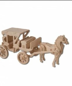 De Bouwplaats Bouwpakket 3D Puzzel Paard En Wagen- Hout