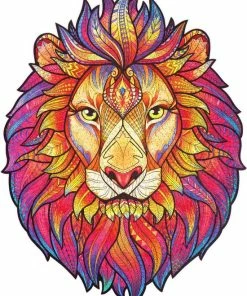 UNIDRAGON Houten Puzzel Dier - Mysterieuze Leeuw - 700 Stukjes - Royal Size 42x54 Cm