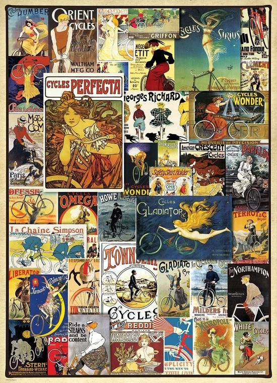 Eurographics Puzzel Vintage Bicycle Posters - 1000 Stukjes 2 Eurographics Puzzel Vintage Bicycle Posters - 1000 Stukjes - Afbeelding 2