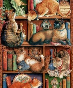 Feline Bookcase 2000 Cobble Hill Art By Janet Kruskamp